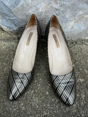 80s gold&black stripy heels uk 5