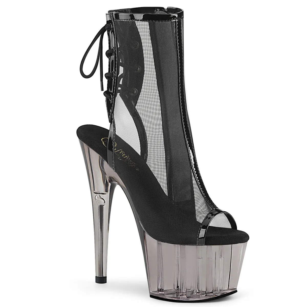 ADORE-1018MSHT Pleaser Shoes Black Mesh Platform Stripper Boot