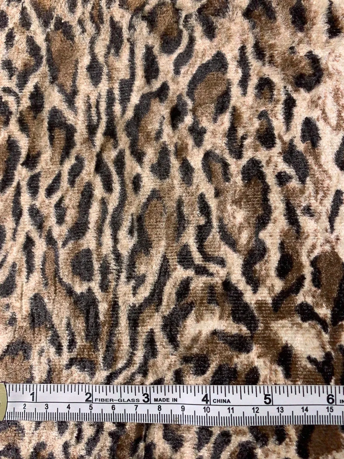 Animal Pattern Printed Cotton-Rayon Stretch Velveteen - Brown / Black / Beige