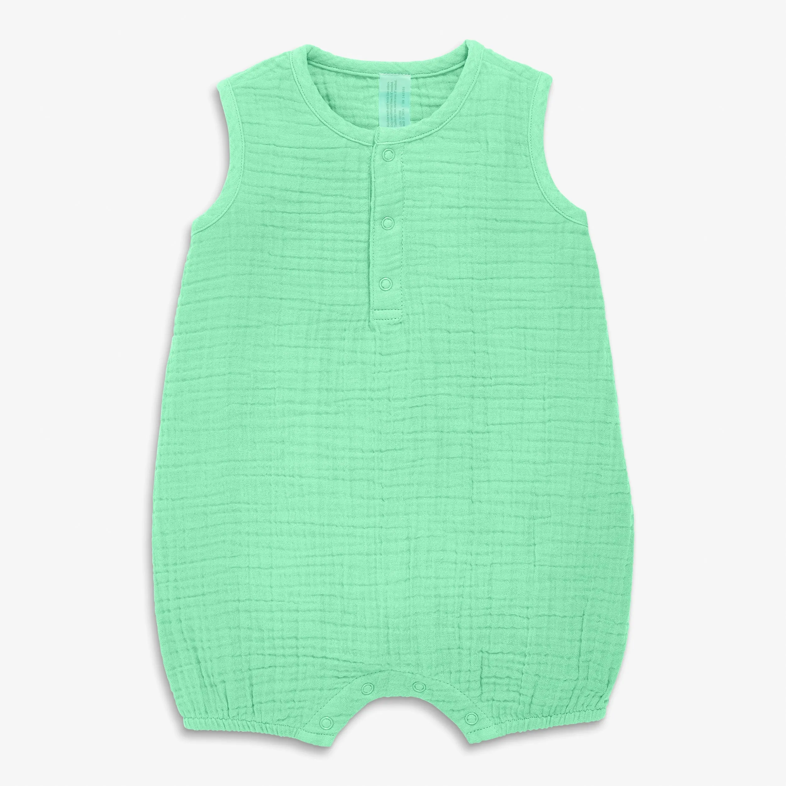 Baby cotton gauze henley tank shortie