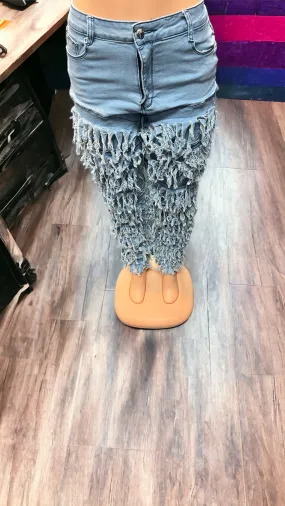 bad and boujee fringe jeans