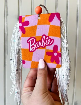 Barbie Floral Check Fringe Felt Car Freshie