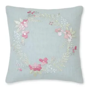 Becky Floral Wreath Duck Egg Cushion