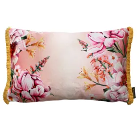 Blush Pink Blooms Rectangular Velvet Cushion - Avalana Design