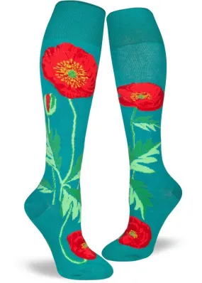 Bold Poppies | Roll Top | Women's Knee-high