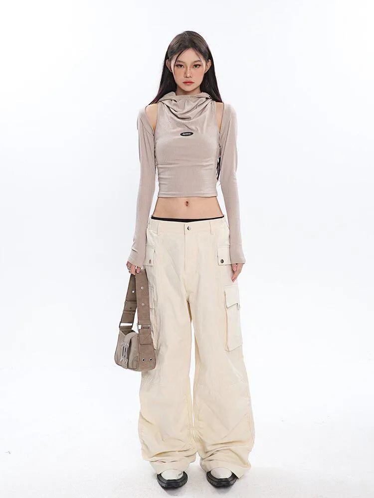 Cowl Collar Cut-Out Crop Top