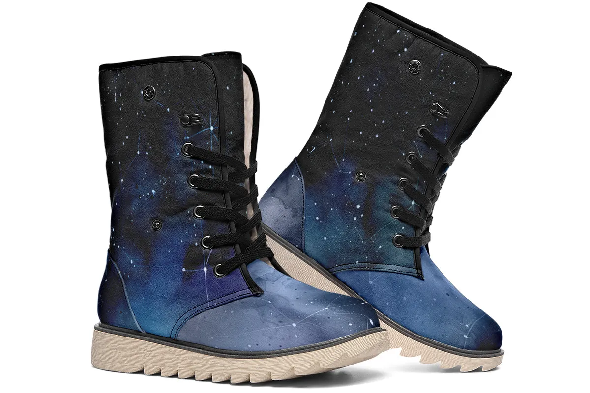 Deep Blue Fold Over Winter Boots - Microsuede Vegan Boots with Fur Lining and Convertible Style