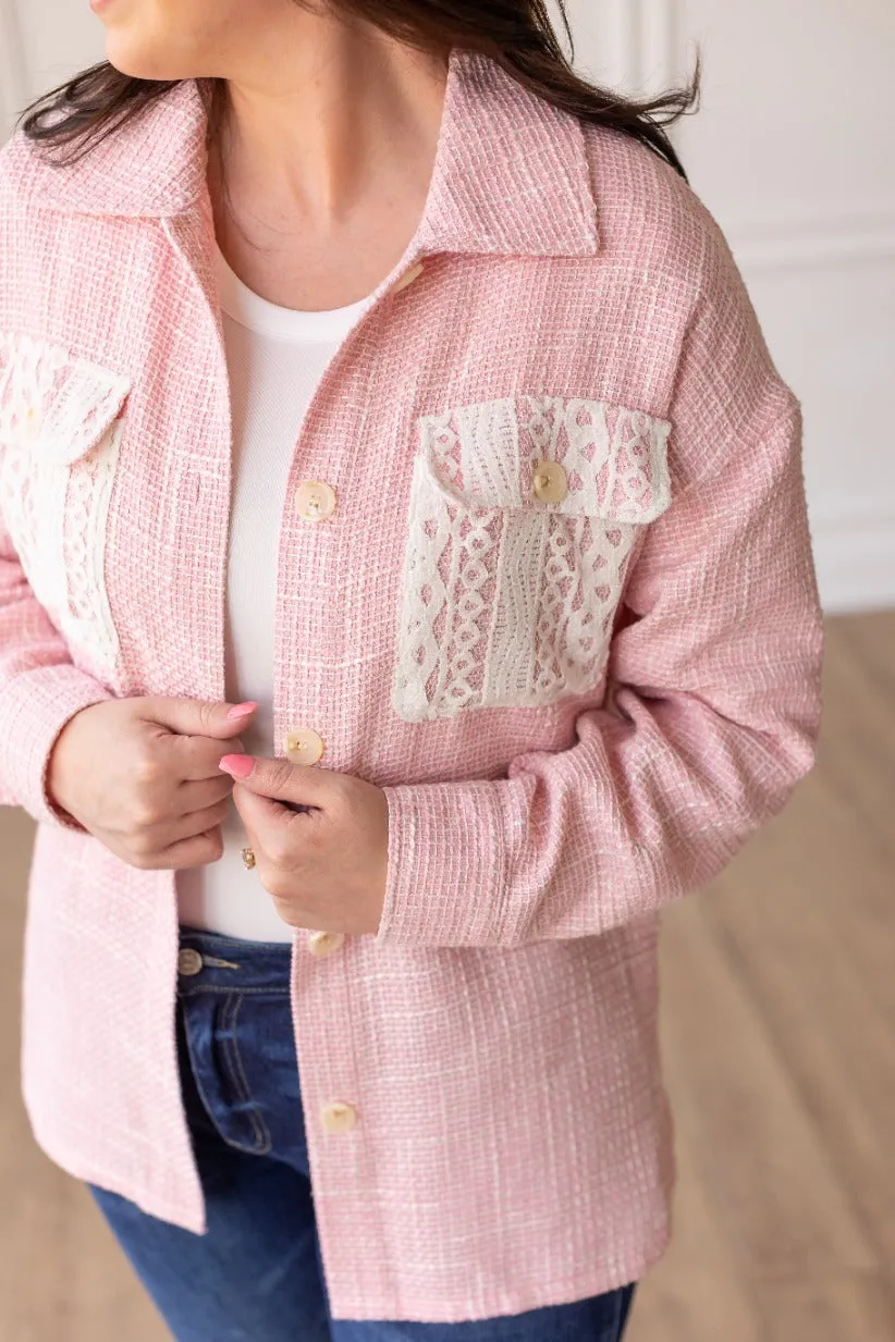 Dreamy Pink Tweed Shacket