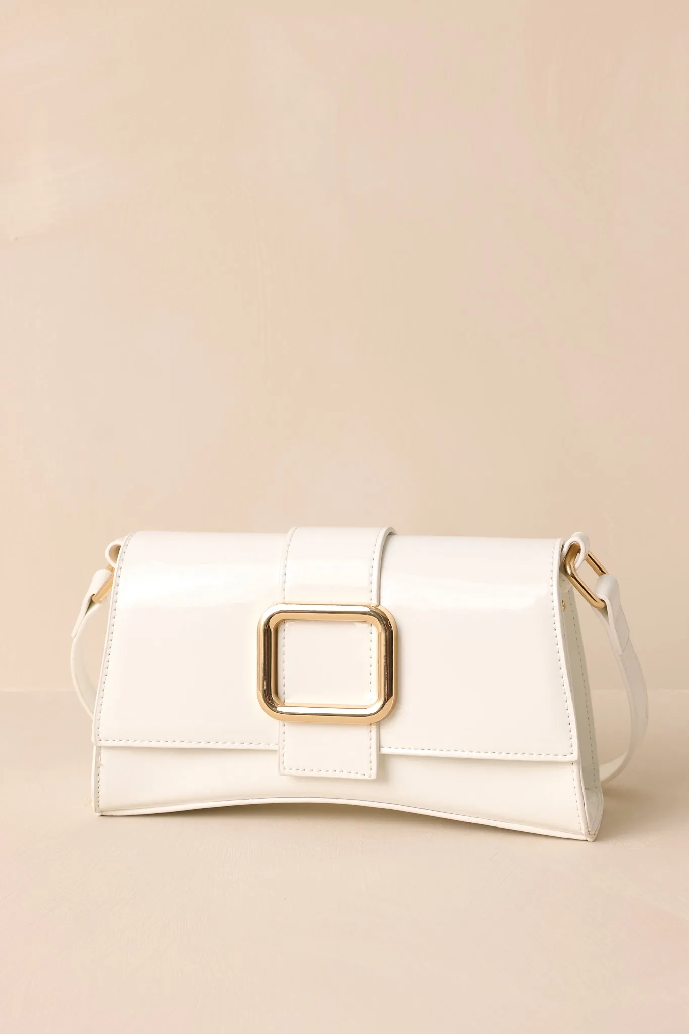 Elegant Allure Ivory Glossy Handbag