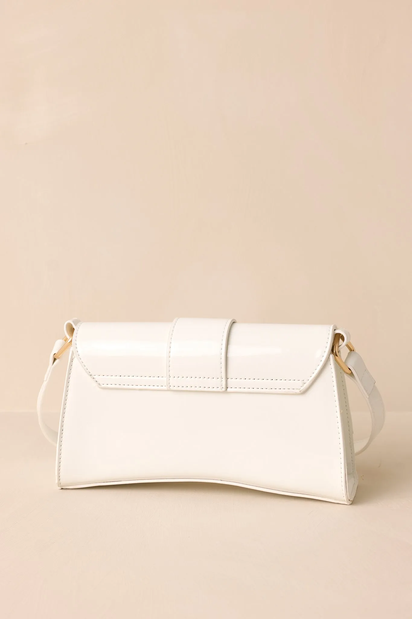 Elegant Allure Ivory Glossy Handbag