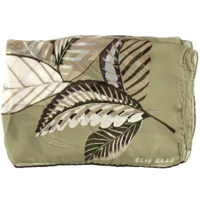 Elie Saab Scarf Olive Beige Leaves Design - Chiffon Silk Shawl SALE