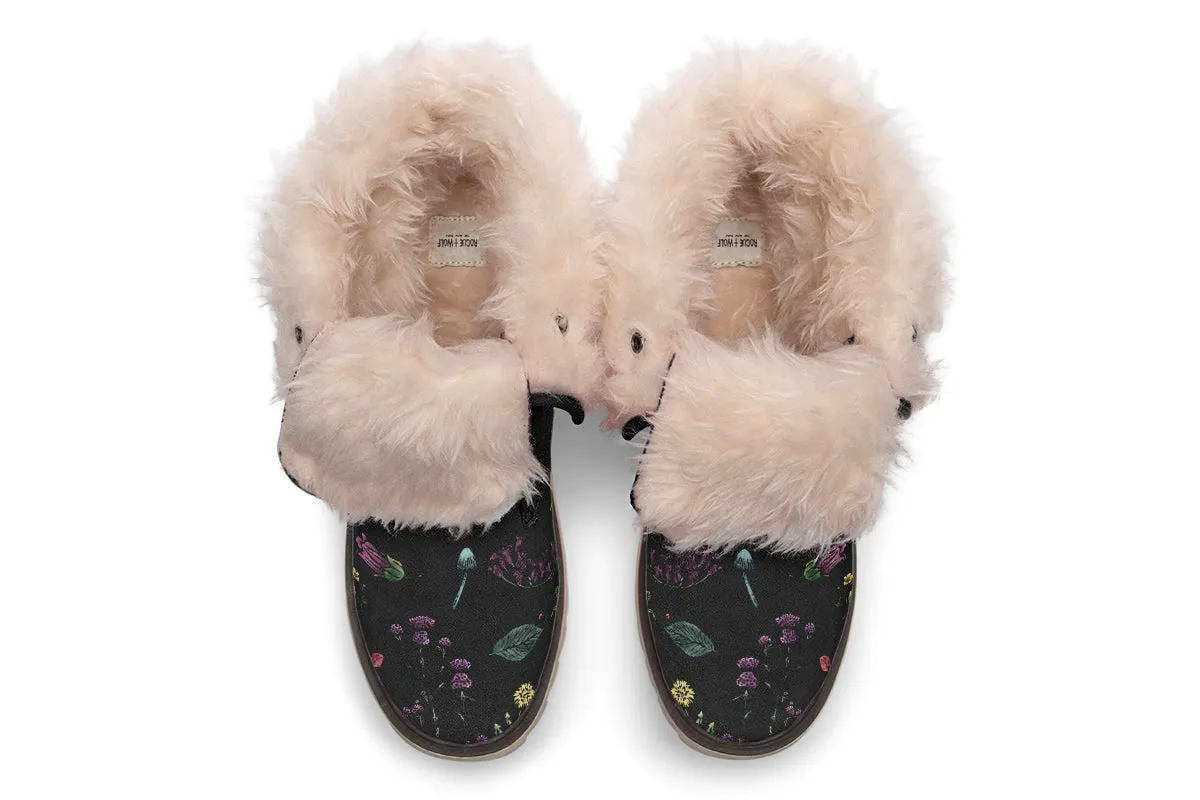 Herbology Fold Over Winter Boots - Microsuede Vegan Boots with Fur Lining and Convertible Style