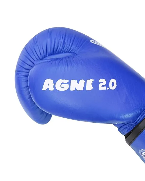 Invincible Agni 2.0 Amateur Competition Leather Boxing Gloves for Men & Women, Punching Gloves for Kick Boxing (BLUE)