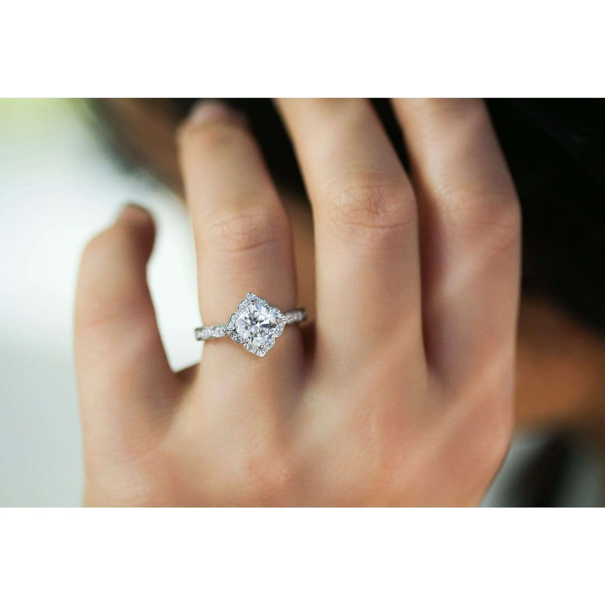 Jasmine Moissanite & Diamond Ring - Forever One