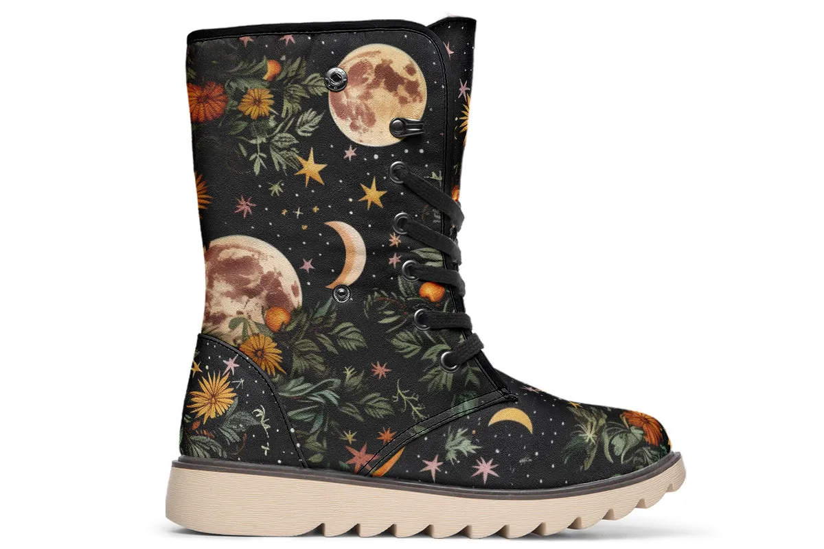 Lunar Meadow Fold Over Winter Boots - Microsuede Vegan Boots with Fur Lining and Convertible Style