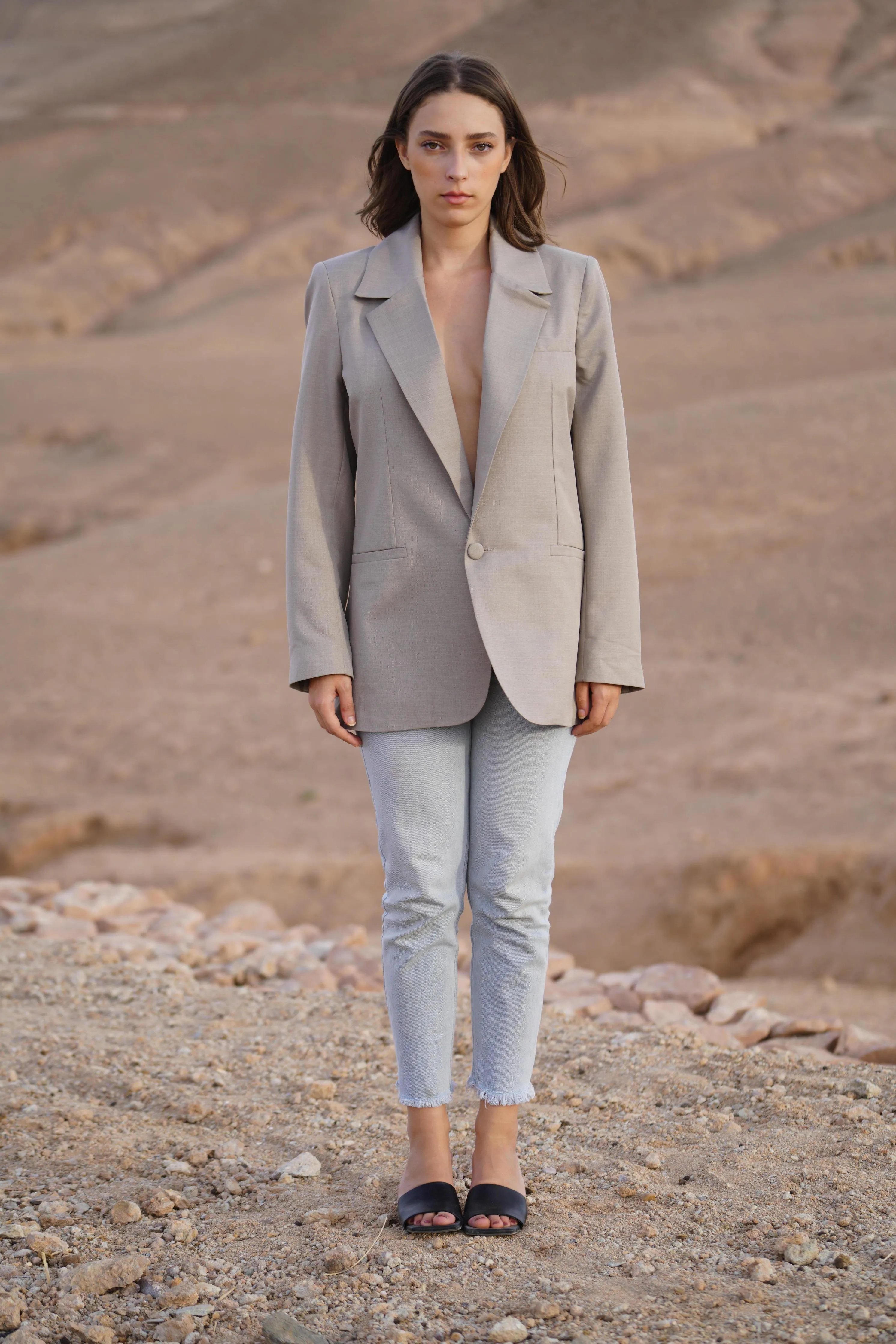 MAISON BEIGE BLAZER OVERSIZED - AZALEE