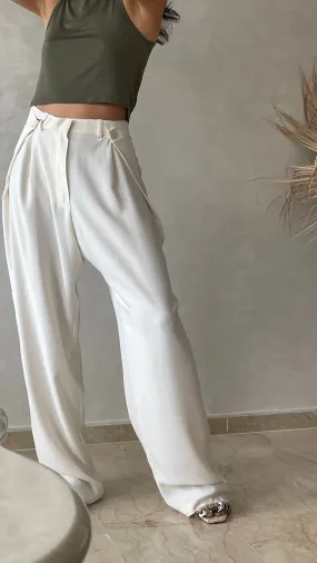 MAISON BEIGE PANTALON AJUSTABLE BLANC