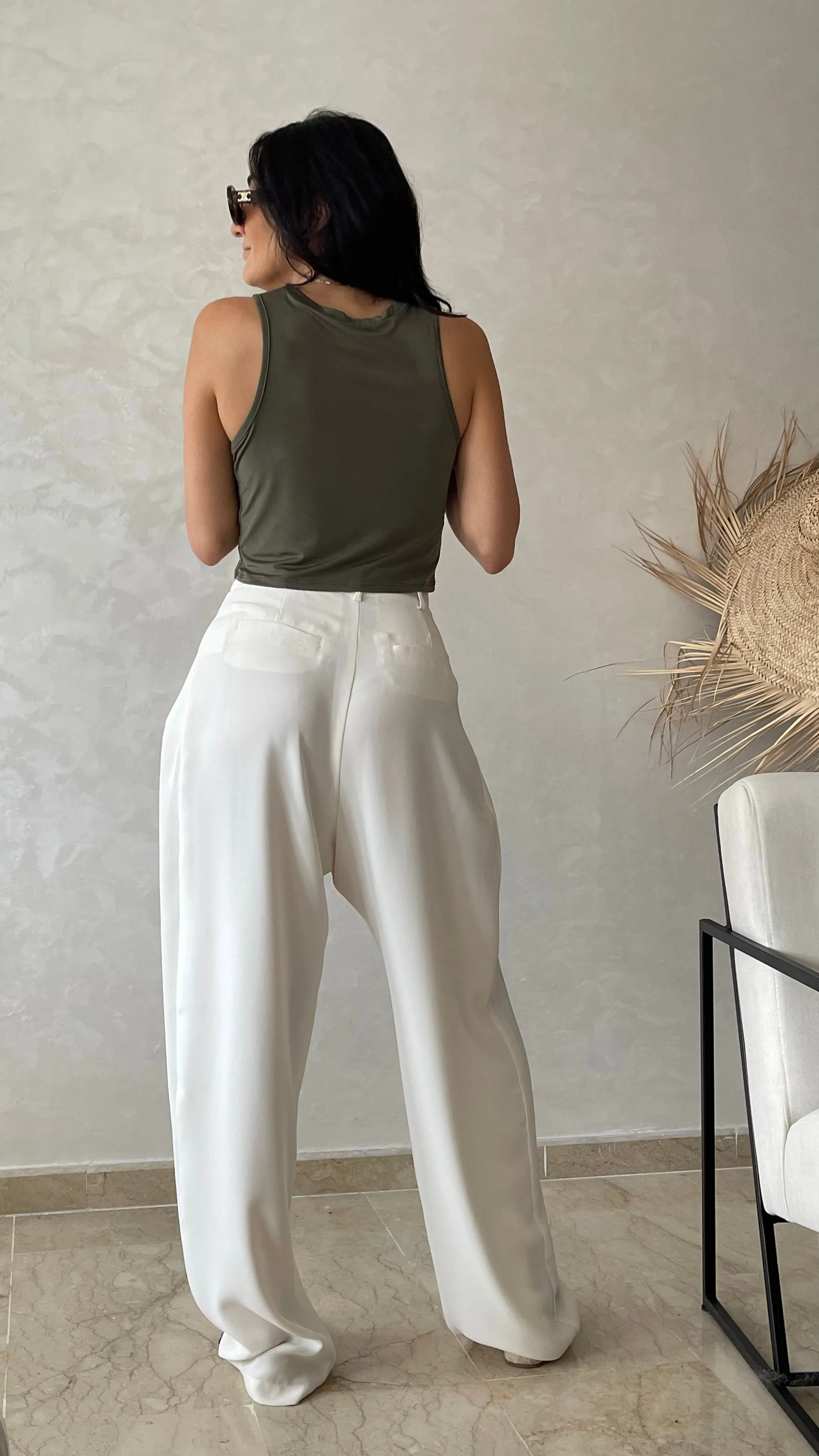 MAISON BEIGE PANTALON AJUSTABLE BLANC