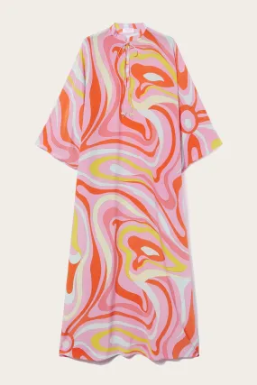 Marmo-Print Silk Kaftan