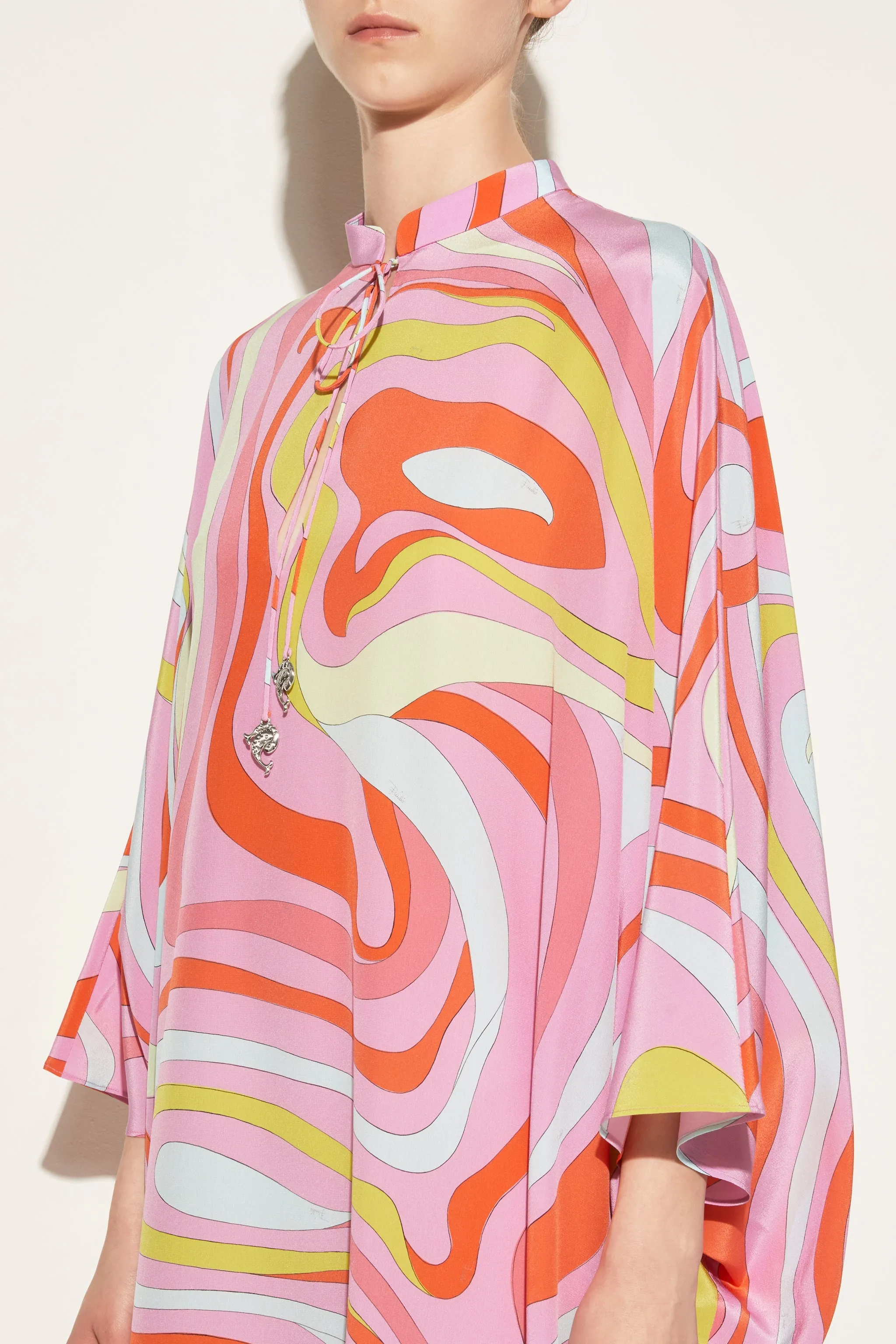 Marmo-Print Silk Kaftan