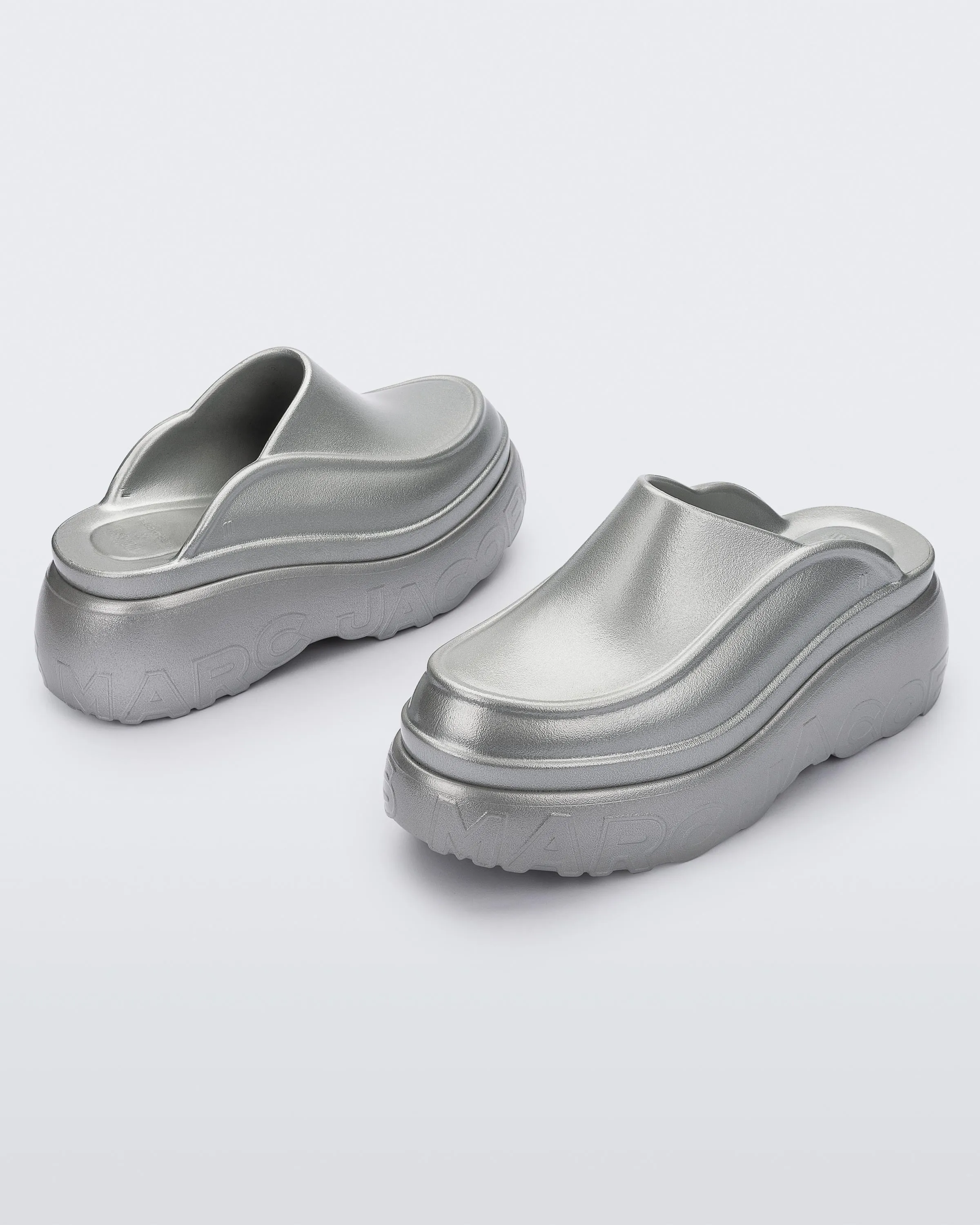 Melissa Marc Jacobs AD Silver Plaform Heel Clog For Women