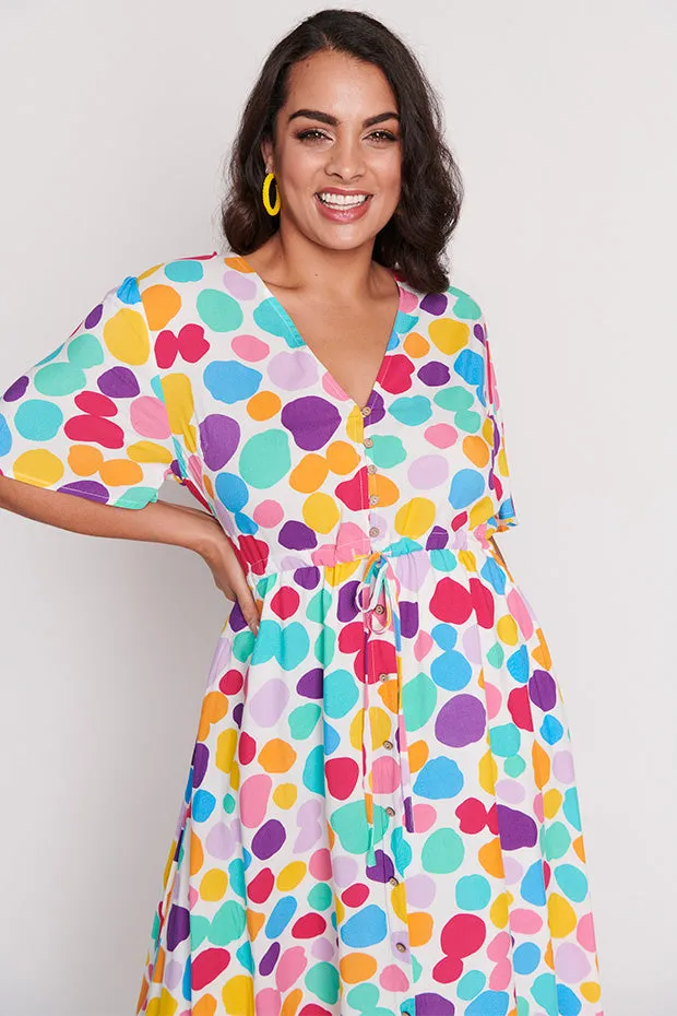 Michelle White Rainbow Pebble Dress