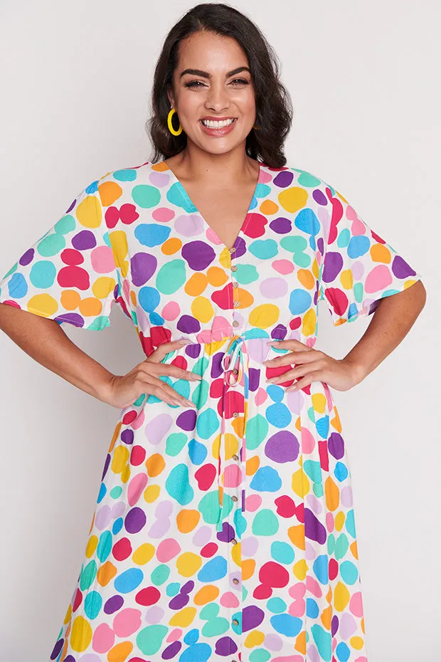 Michelle White Rainbow Pebble Dress