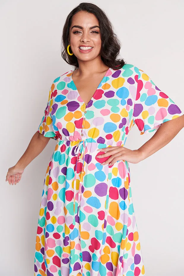 Michelle White Rainbow Pebble Dress