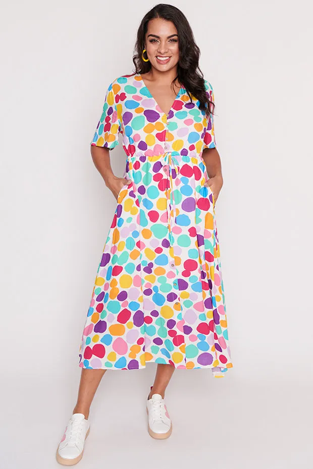 Michelle White Rainbow Pebble Dress