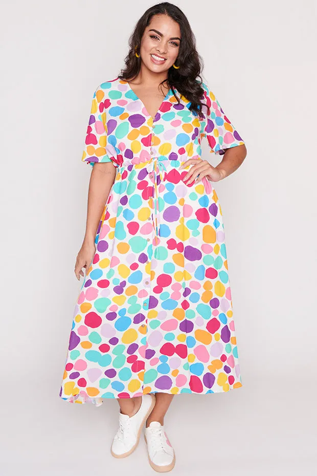 Michelle White Rainbow Pebble Dress