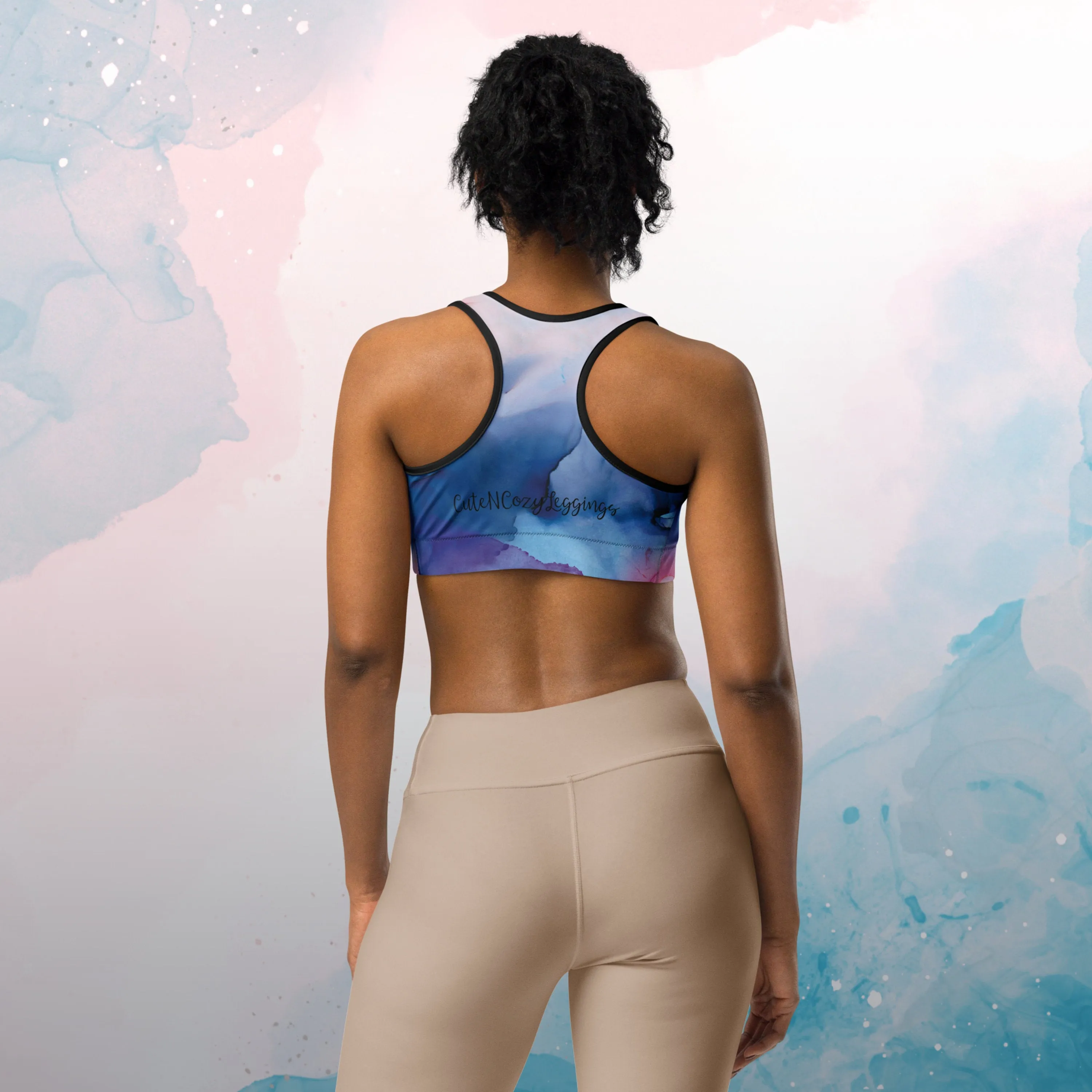 Pastel Marbling Light Weight Womens Sports Bra for Fitness or Swimming