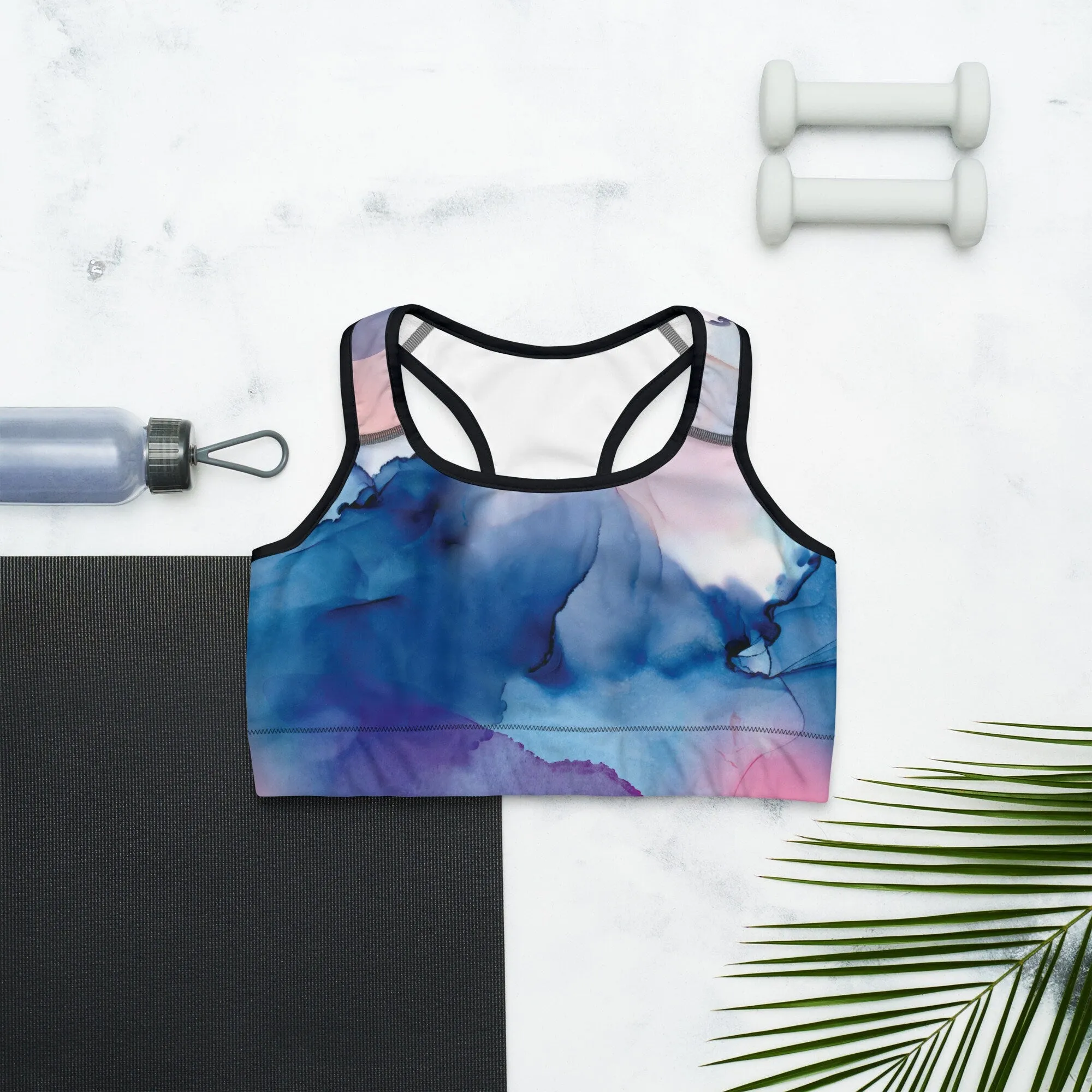 Pastel Marbling Light Weight Womens Sports Bra for Fitness or Swimming