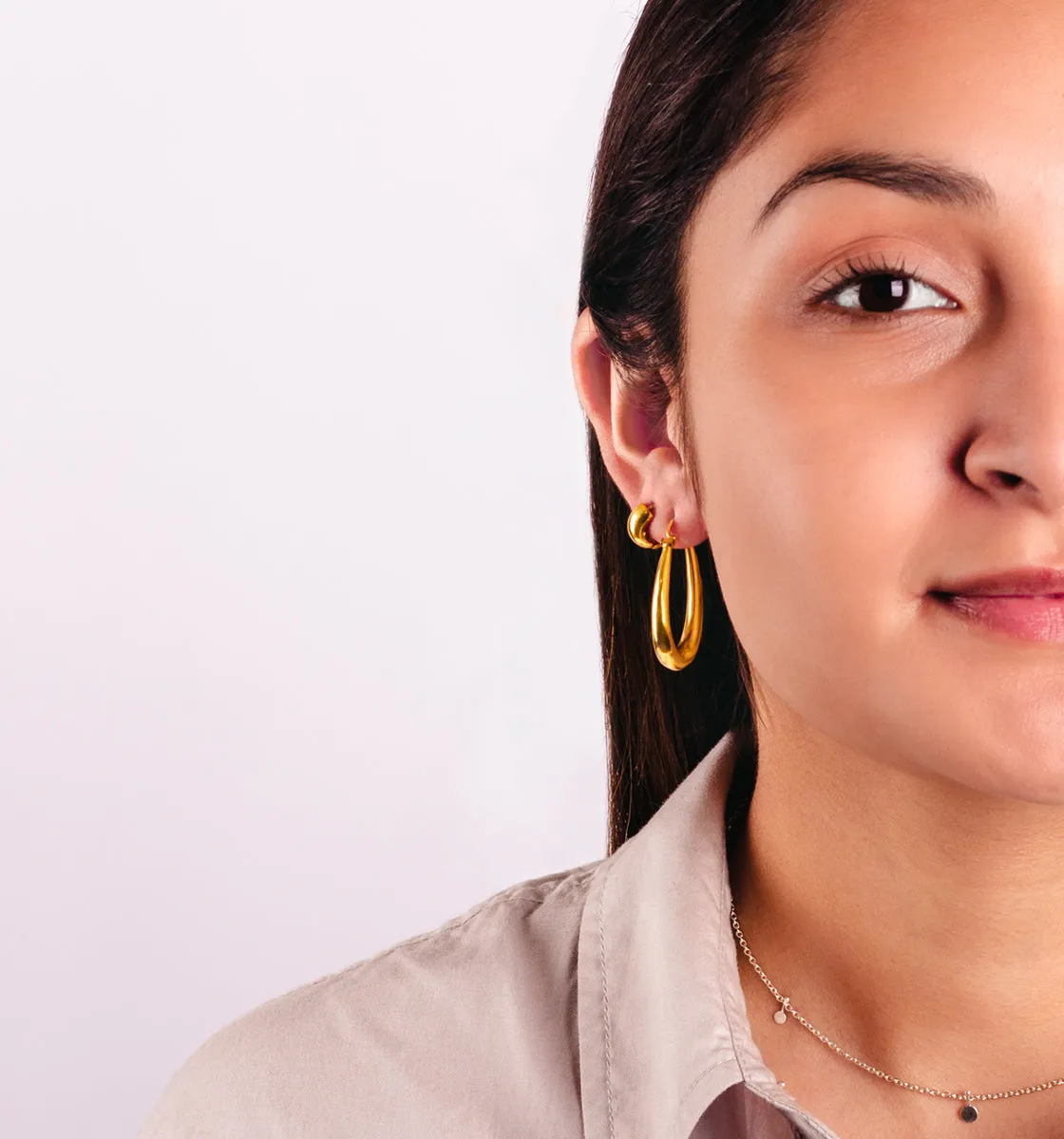 Puffy Oblong Hoops in Silver