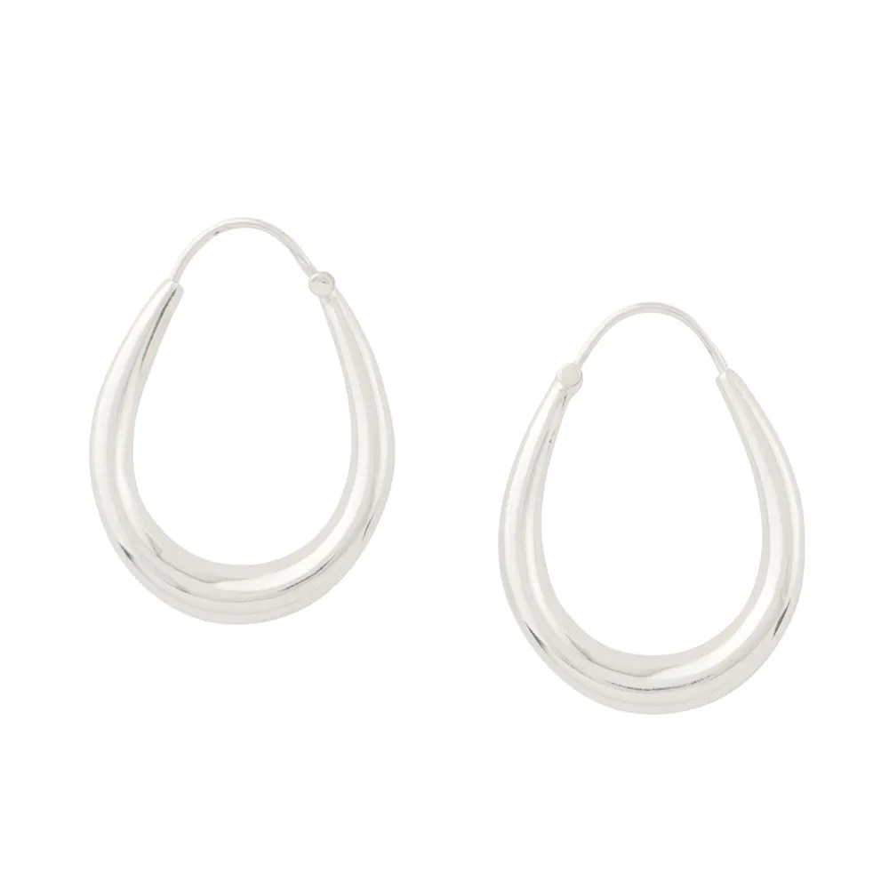 Puffy Oblong Hoops in Silver