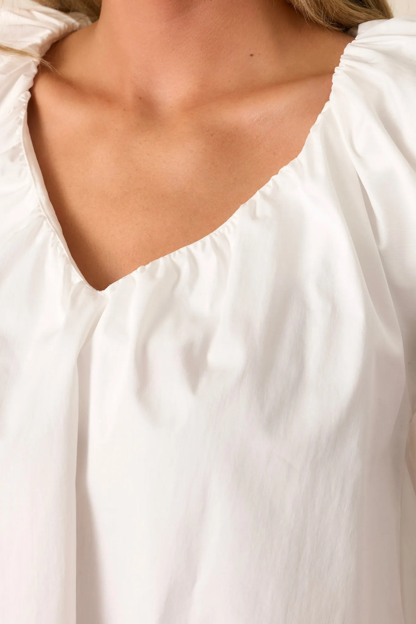 Pure Memory Ivory V-Neck Flutter Sleeve Top