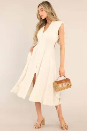 Return Someday Beige 100% Cotton Midi Dress