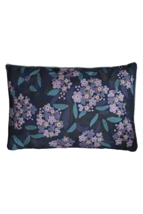 RUBY STAR TRADERS CUSHION JUNGLE FLOWERS PURPLE MULTI COTTON/LINEN