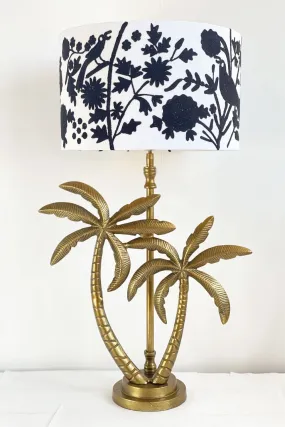 RUBY STAR TRADERS PEACOCK FLOWER DRUM LAMPSHADE WHITE/BLACK