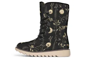 Twilight Garden Fold Over Winter Boots - Microsuede Vegan Boots with Fur Lining and Convertible Style