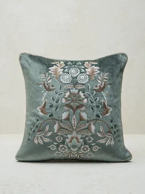 Westside Home Dark Green Floral Embroidered Cushion Cover