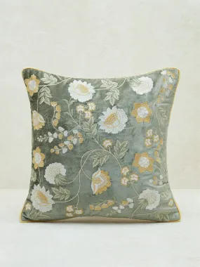 Westside Home Sage Floral Embroidered Cushion Cover